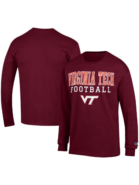 Men's Champion Maroon Virginia Tech Hokies Football Stack Long Sleeve T-Shirt