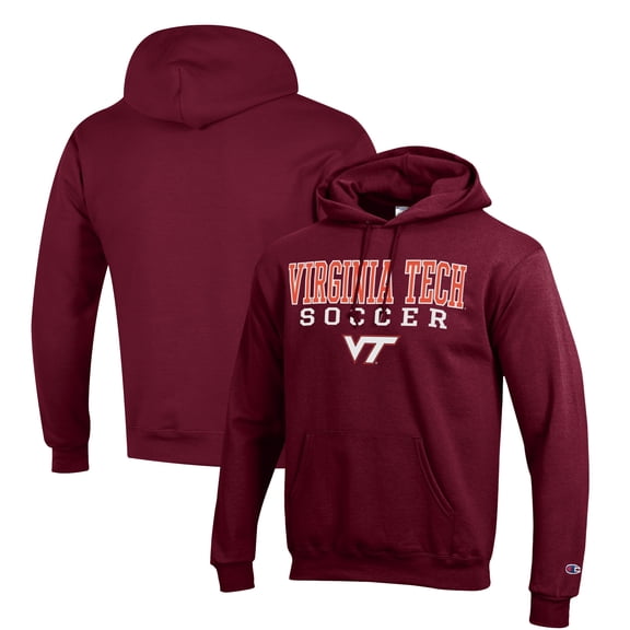 Men's Champion Maroon Virginia Tech Hokies Soccer Stack Logo Powerblend Pullover Hoodie