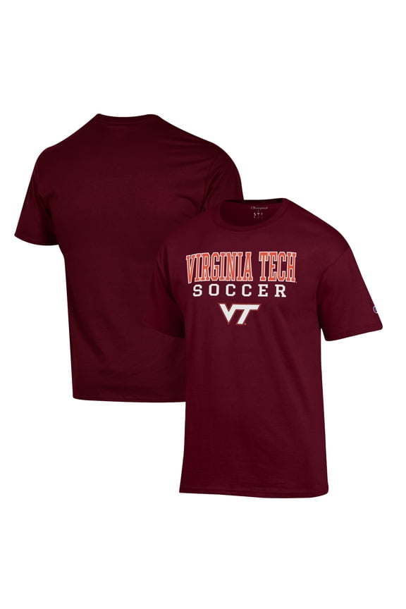 Men's Champion Maroon Virginia Tech Hokies Soccer Stack Logo T-Shirt