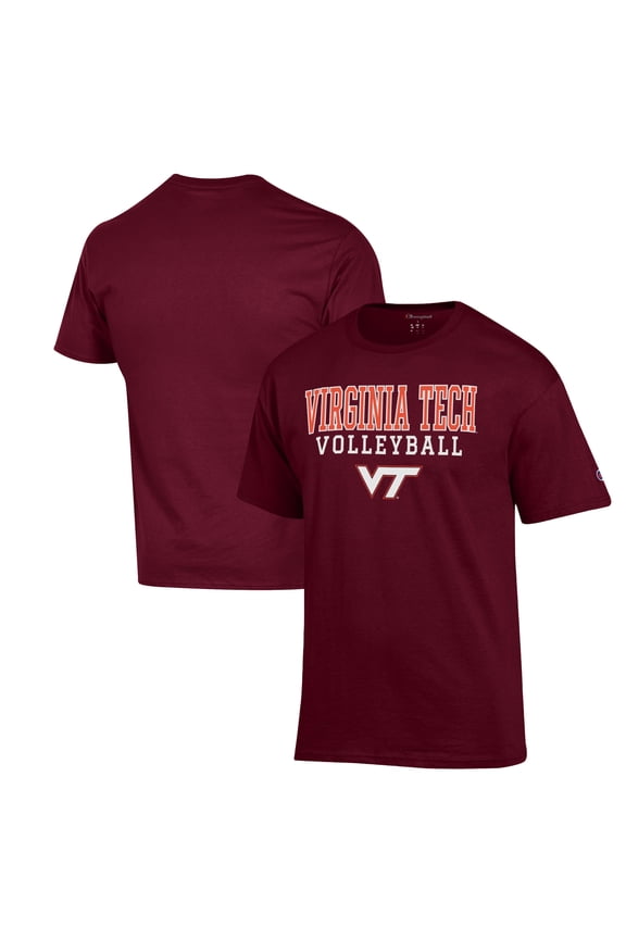 Men's Champion Maroon Virginia Tech Hokies Stack Logo Volleyball Powerblend T-Shirt