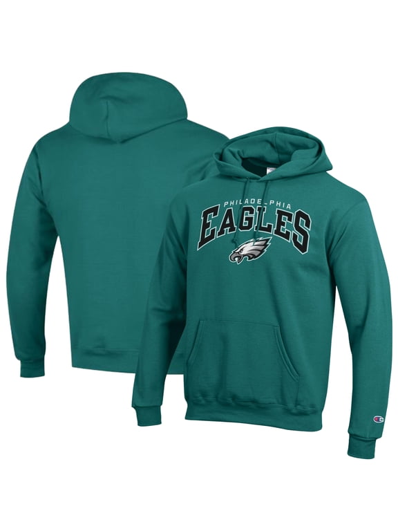 Men's Champion Midnight Green Philadelphia Eagles Powerblend Arch over Logo Hoodie
