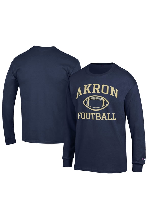 Men's Champion  Navy Akron Zips Football Jersey Long Sleeve T-Shirt