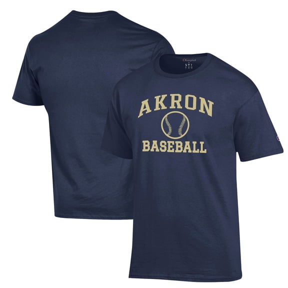 Men's Champion  Navy Akron Zips Icon Baseball T-Shirt