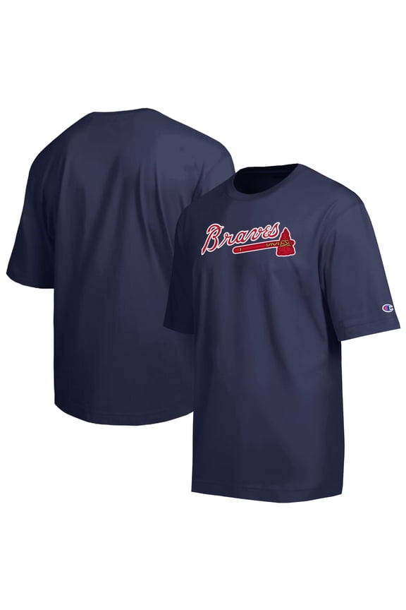 Men's Champion Navy Atlanta Braves All Star Chenille Wordmark T-Shirt