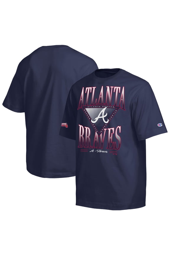 Men's Champion Navy Atlanta Braves Traditions Two Locations T-Shirt