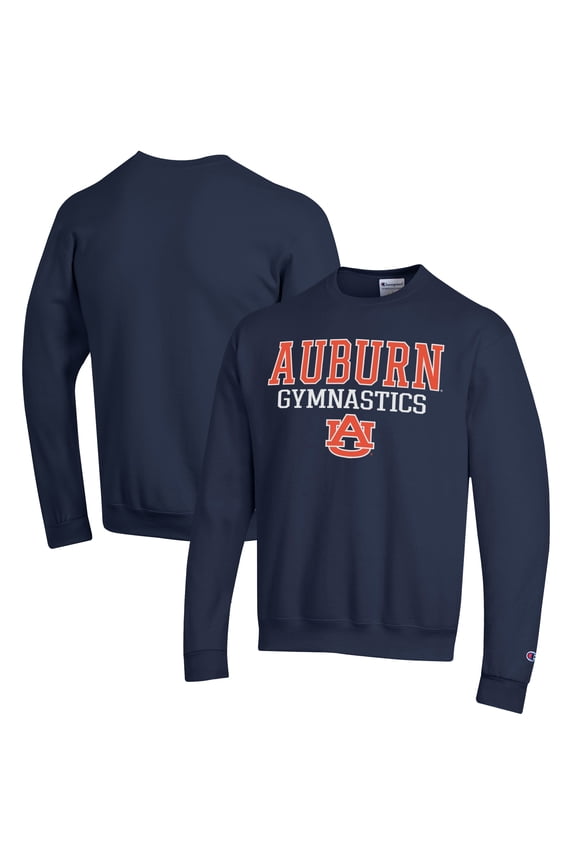 Men's Champion Navy Auburn Tigers Gymnastics Stack Powerblend Pullover Sweatshirt