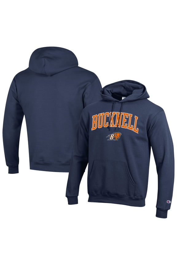 Men's Champion Navy Bucknell Bison  Campus Eco Powerblend Hoodie