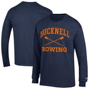 Mens Champion Navy Bucknell Bison Rowing Jersey Long Sleeve T-Shirt