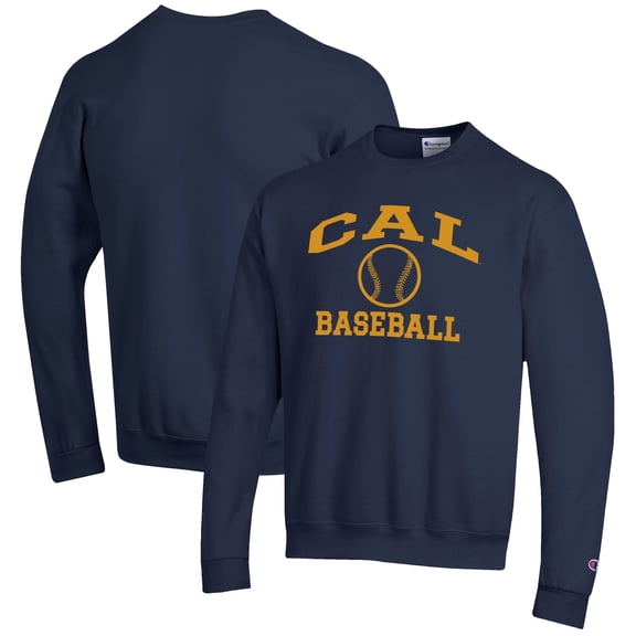Men's Champion Navy Cal Bears Baseball Icon Crewneck Pullover Sweatshirt