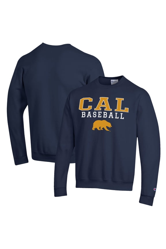 Men's Champion Navy Cal Bears Baseball Stack Pullover Crewneck Sweatshirt