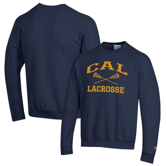 Men's Champion Navy Cal Bears Lacrosse Icon Powerblend Pullover Sweatshirt