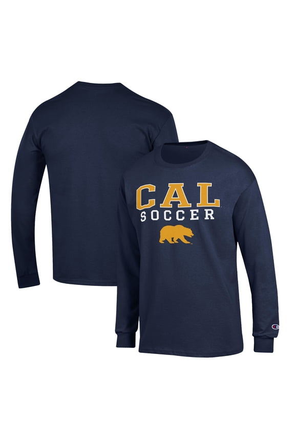 Men's Champion Navy Cal Bears Soccer Stack Logo Long Sleeve T-Shirt