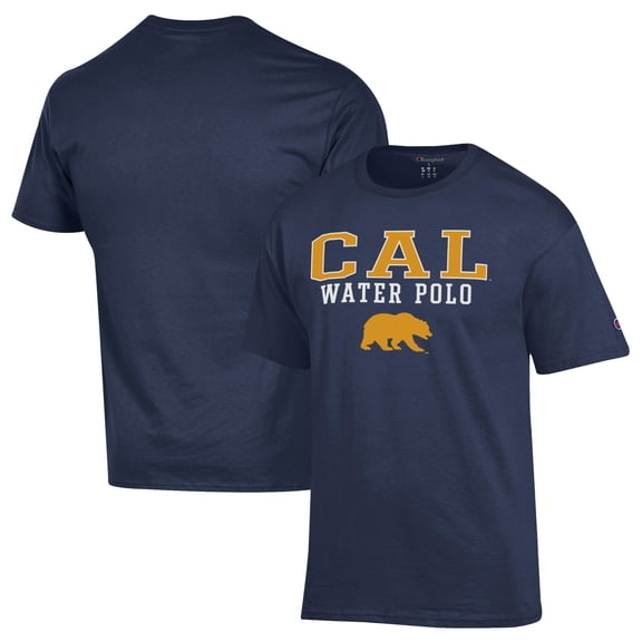 Men's Champion Navy Cal Bears Stack Logo Water Polo T-Shirt