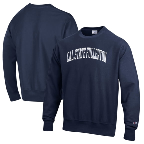 Men's Champion Navy Cal State Fullerton Titans Reverse Weave Fleece Crewneck Sweatshirt