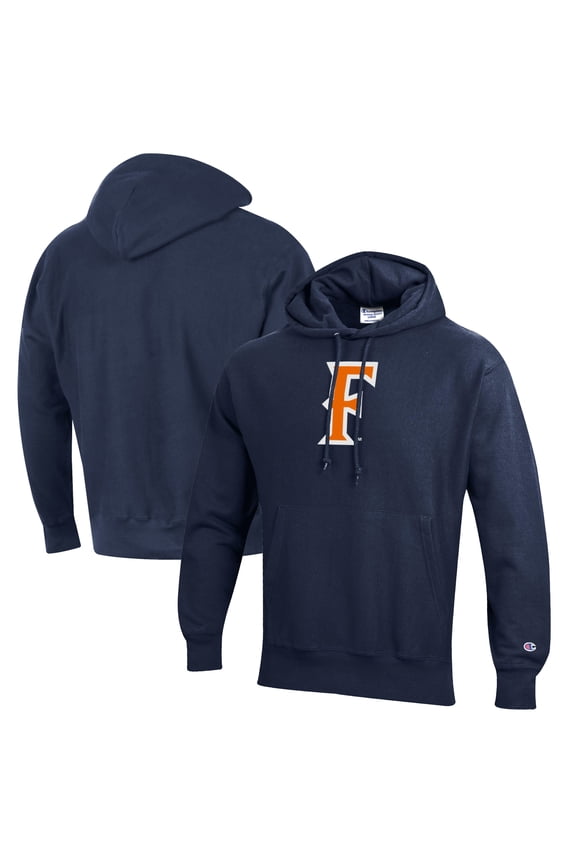 Men's Champion Navy Cal State Fullerton Titans Reverse Weave Fleece Pullover Hoodie