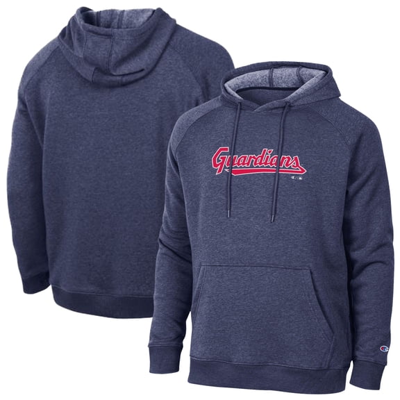 Men's Champion  Navy Cleveland Guardians Triumph Tri-Blend Raglan Hoodie