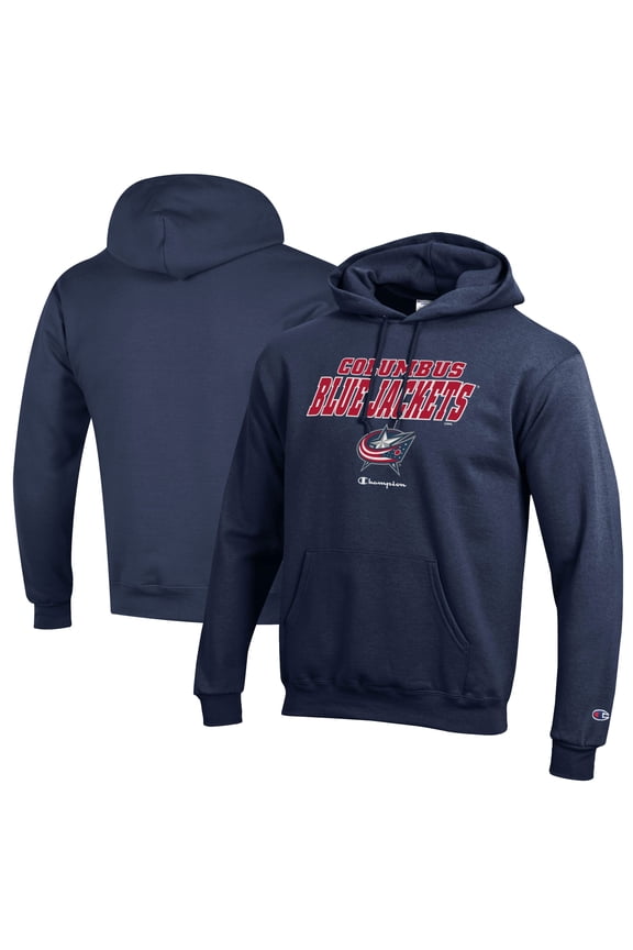Men's Champion Navy Columbus Blue Jackets Eco Powerblend Pullover Hoodie