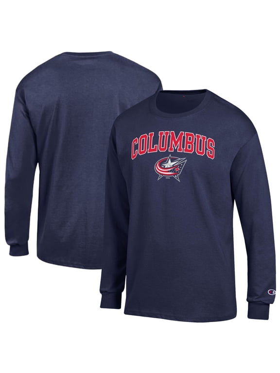 Men's Champion Navy Columbus Blue Jackets Jersey Long-Sleeve T-Shirt