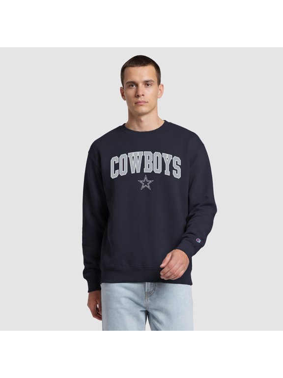 Men's Champion Navy Dallas Cowboys Contrast Patch Crewneck Sweatshirt