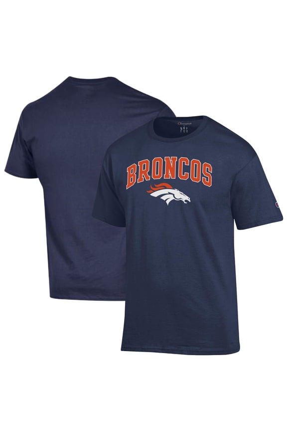 Men's Champion Navy Denver Broncos Arch Over Logo T-Shirt