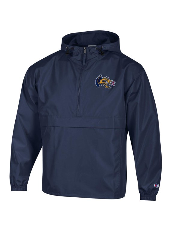 Men's Champion Navy Drexel Dragons Packable Half-Zip Hooded Jacket