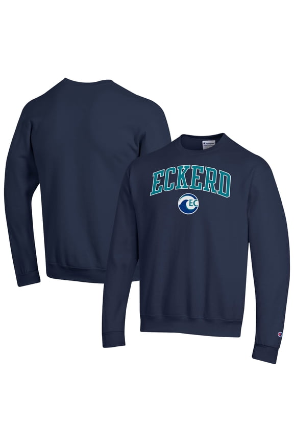 Men's Champion Navy Eckerd Tritons  Campus Eco Powerblend Sweatshirt