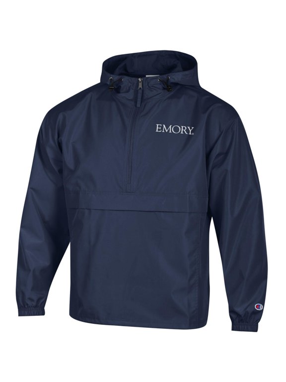 Men's Champion Navy Emory Eagles Packable Half-Zip Hooded Jacket