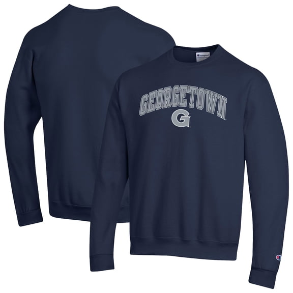 Men's-Champion  Navy Georgetown Hoyas Arch Over Logo Pullover Sweatshirt