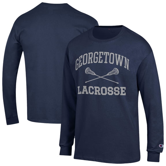 Men's-Champion  Navy Georgetown Hoyas Icon Lacrosse Long Sleeve T-Shirt