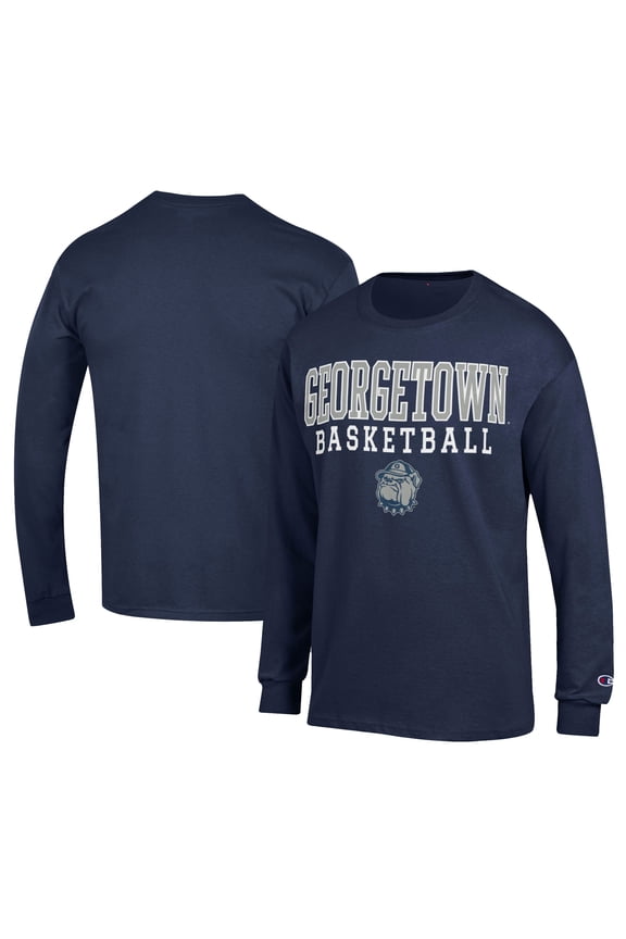 Men's Champion  Navy Georgetown Hoyas Icon Logo Basketball Jersey Long Sleeve T-Shirt