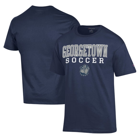 Men's Champion Navy Georgetown Hoyas Soccer Stack Logo Powerblend T-Shirt