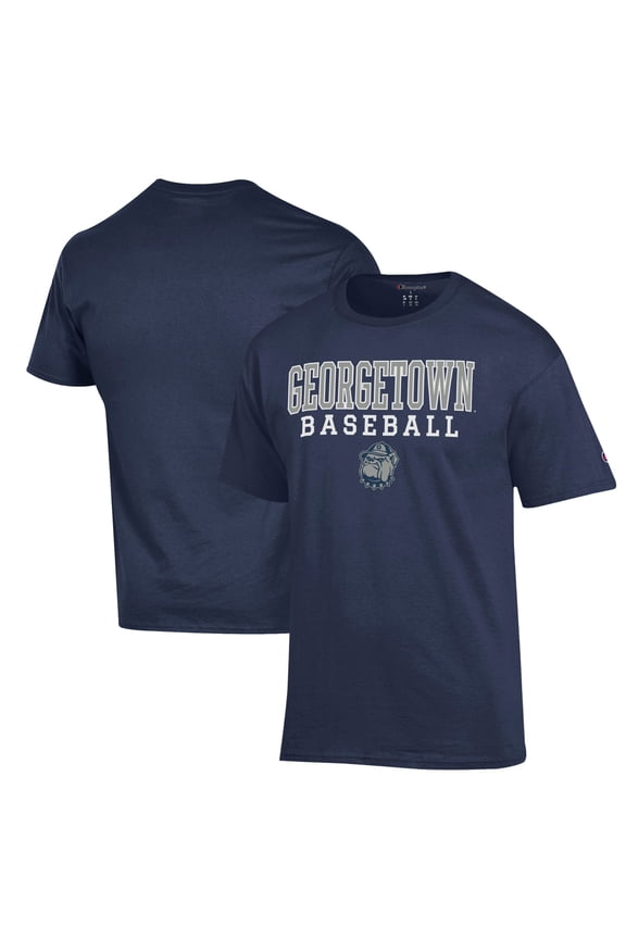 Men's Champion Navy Georgetown Hoyas Stack Baseball T-Shirt