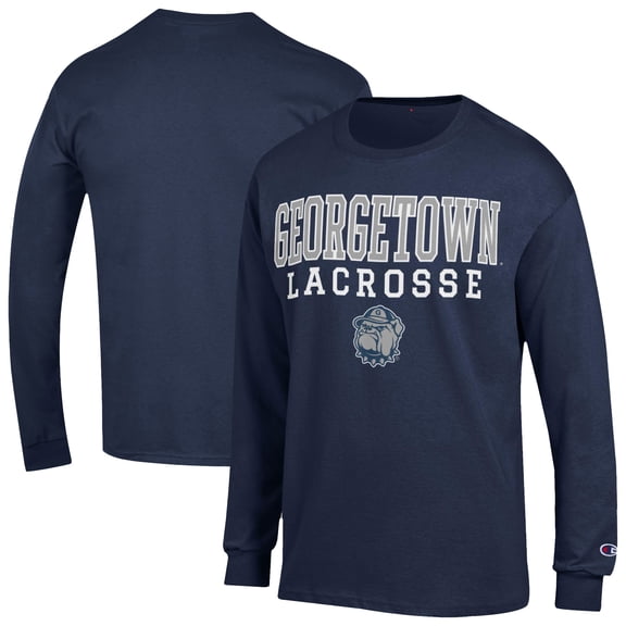 Men's-Champion  Navy Georgetown Hoyas Stack Lacrosse Long Sleeve T-Shirt