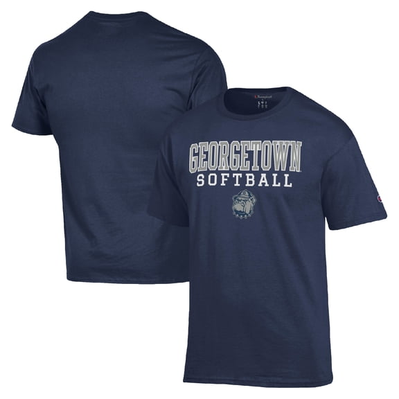 Men's Champion  Navy Georgetown Hoyas Stack Logo Softball Powerblend T-Shirt