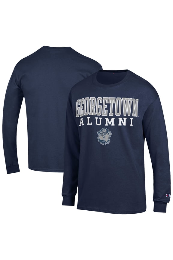 Men's Champion Navy Georgetown Hoyas Stacked Alumni Long Sleeve T-Shirt
