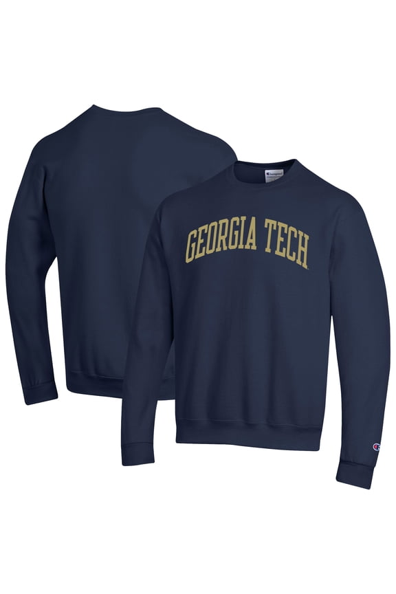 Men's Champion  Navy Georgia Tech Yellow Jackets Basic Arch Fleece Pullover Sweatshirt