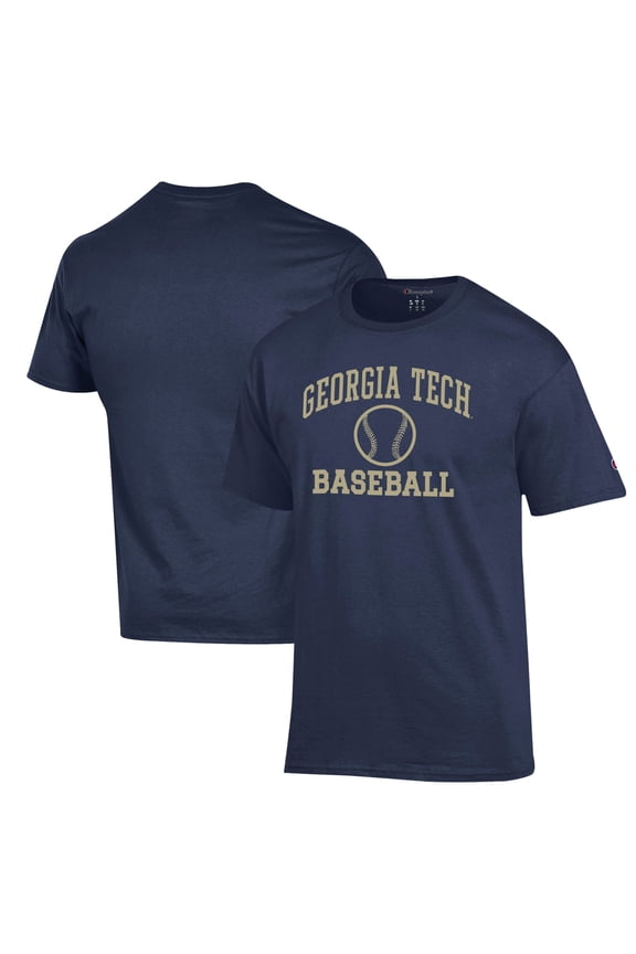 Men's Champion  Navy Georgia Tech Yellow Jackets Icon Baseball T-Shirt