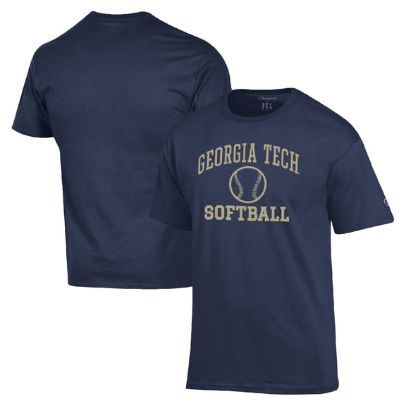 Men's Champion  Navy Georgia Tech Yellow Jackets Icon Softball Powerblend T-Shirt