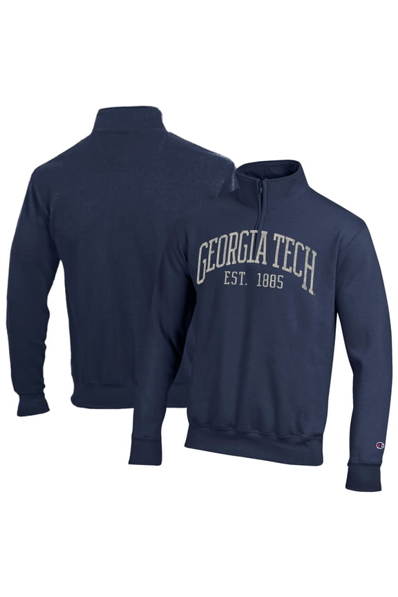 Men's Champion Navy Georgia Tech Yellow Jackets Powerblend Quarter-Zip Pullover