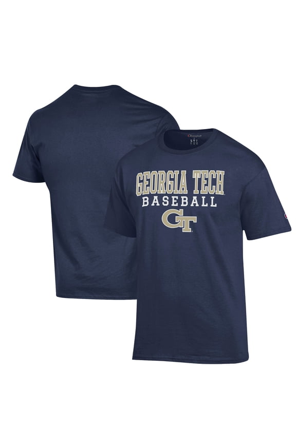 Men's Champion Navy Georgia Tech Yellow Jackets Stack Baseball T-Shirt