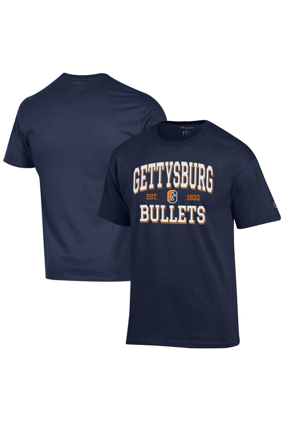 Men's Champion Navy Gettysburg Bullets Est. Date Jersey T-Shirt