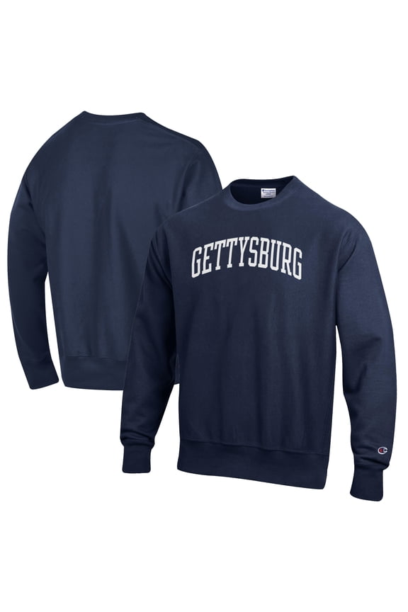 Men's Champion Navy Gettysburg Bullets Reverse Weave Fleece Crewneck Sweatshirt