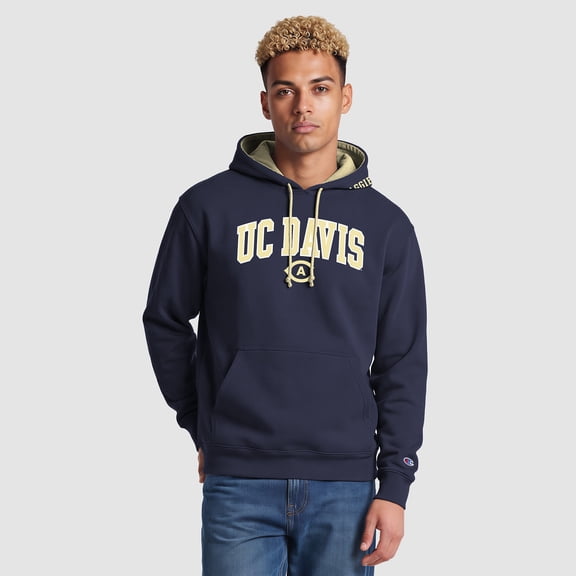 Men's Champion Navy/Gold UC Davis Aggies Contrast Hoodie