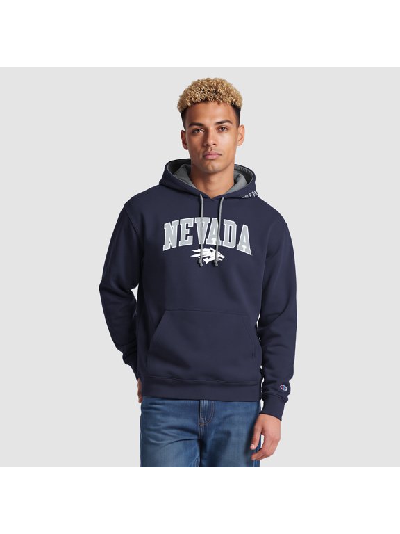 Men's Champion Navy/Heather Gray Nevada Wolf Pack Contrast Hoodie