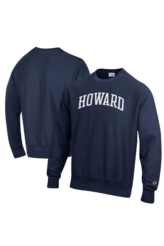 Men's Champion Navy Howard Bison Reverse Weave Fleece Crewneck Sweatshirt