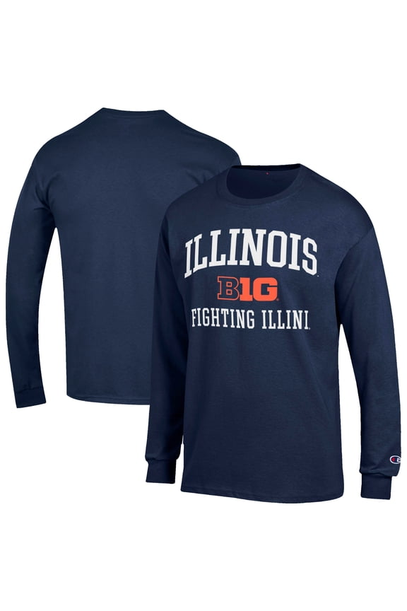 Men's Champion Navy Illinois Fighting Illini Big Ten Long Sleeve T-Shirt