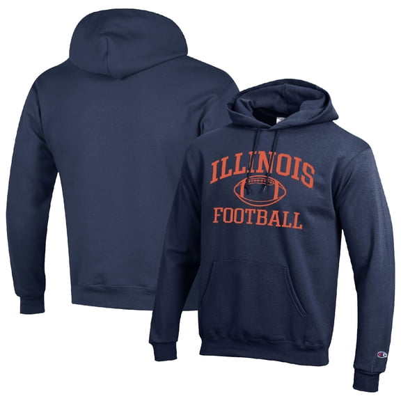 Men's Champion Navy Illinois Fighting Illini Football Icon Pullover Hoodie