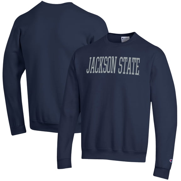Men's Champion Navy Jackson State Tigers Eco Powerblend Crewneck Pullover Sweatshirt