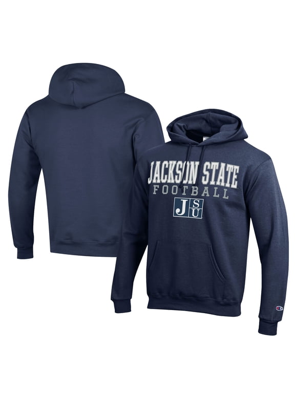Men's Champion Navy Jackson State Tigers Football Eco Powerblend Pullover Hoodie