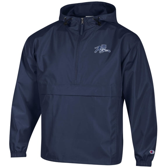Men's Champion Navy Jackson State Tigers Packable Half-Zip Hooded Jacket